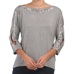 Cable & Gauge Sequin Trim Top